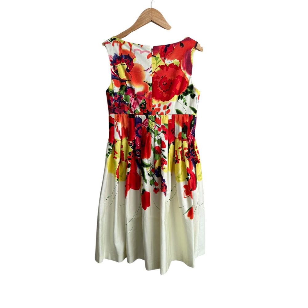 Eliza J Sleeveless V Neck  Floral Romantic Pockets Fit Flare Cotton Dress Size 2 - Picture 5 of 8